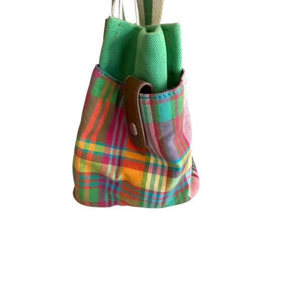 Tommy Hilfiger Preppy Madras Plaid Medium Canvas Tote Bag - Picture 3 of 8